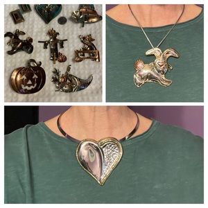 Holiday Mixed Metal Pin/Pendant/earrings 3 pieces or lot